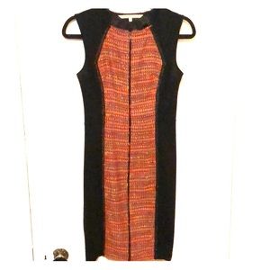 Rachel Roy full zip front -multi color/black dress